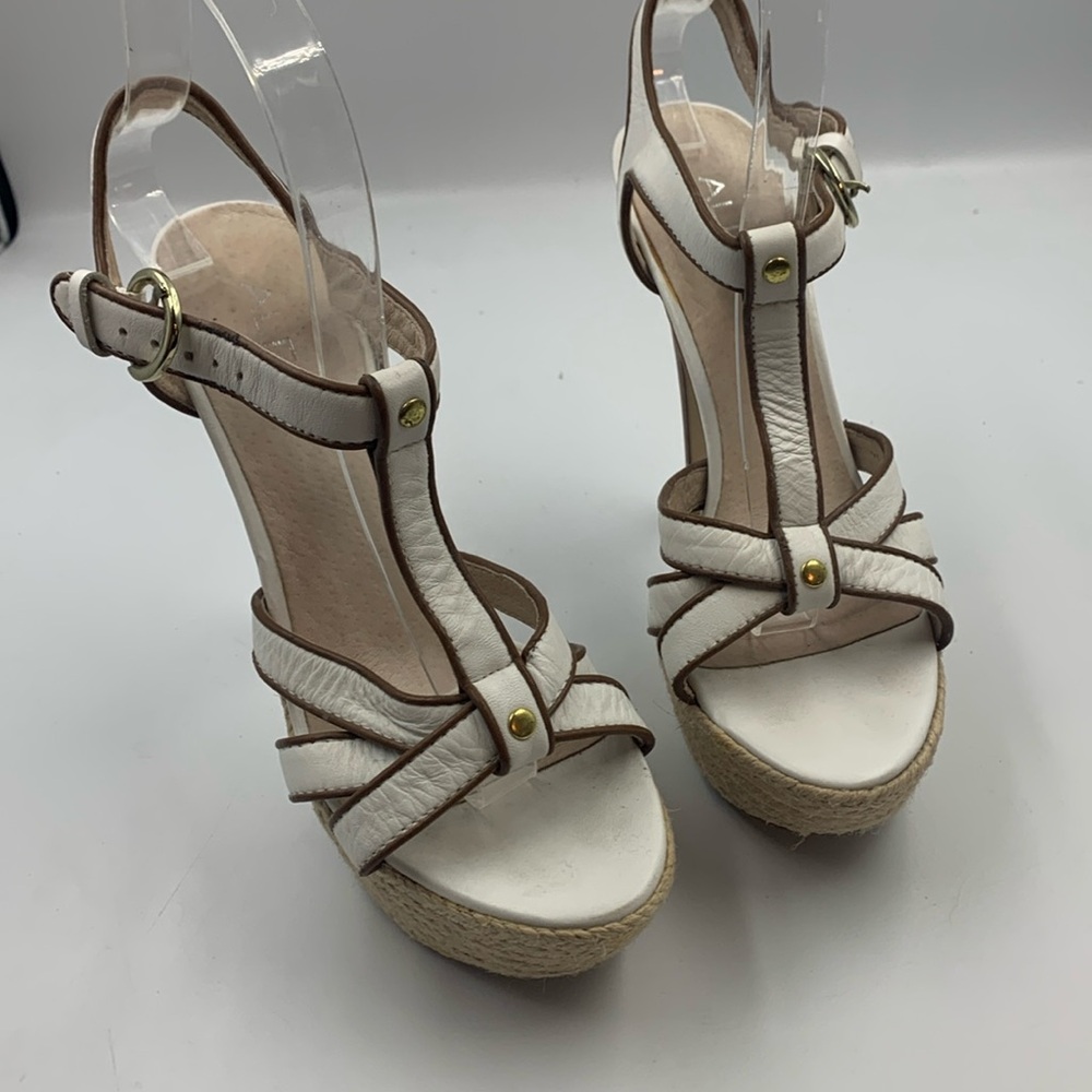 High heel platform sandals.